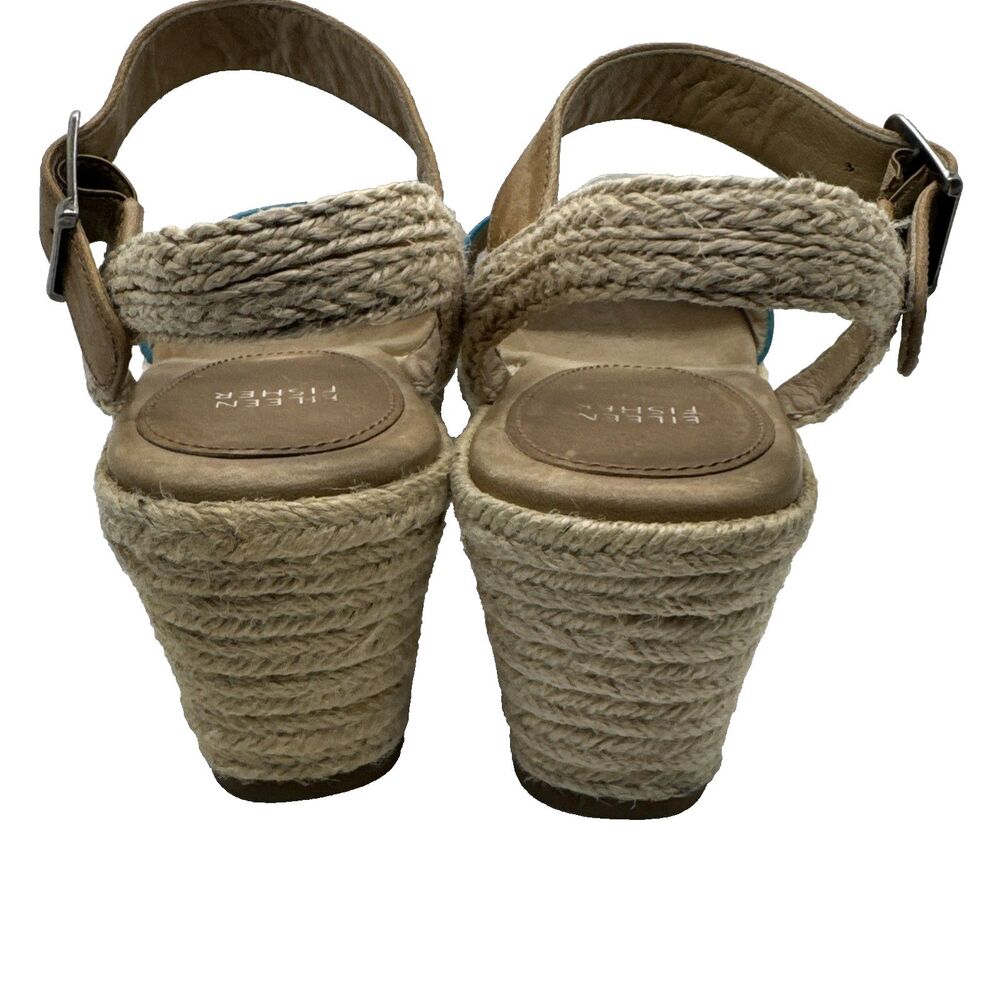 Eileen Fisher Women’s  Turquesa Tan Espadrille Platform Wedge Sandals Size 7 - Picture 6 of 11